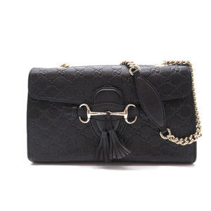 Gucci Guccisima Chain Leather Shoulder Bag Black